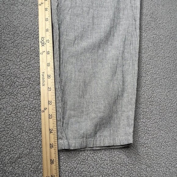 Eileen Fisher Pants PL Linen Organic Cotton Blend Taupe Micro Stripe Beachy Crop - Picture 10 of 11